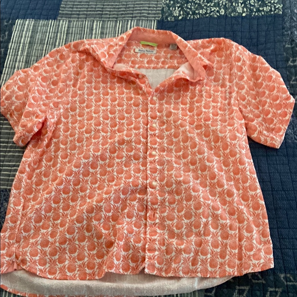 Men’s Coral Pineapple Print Shirt